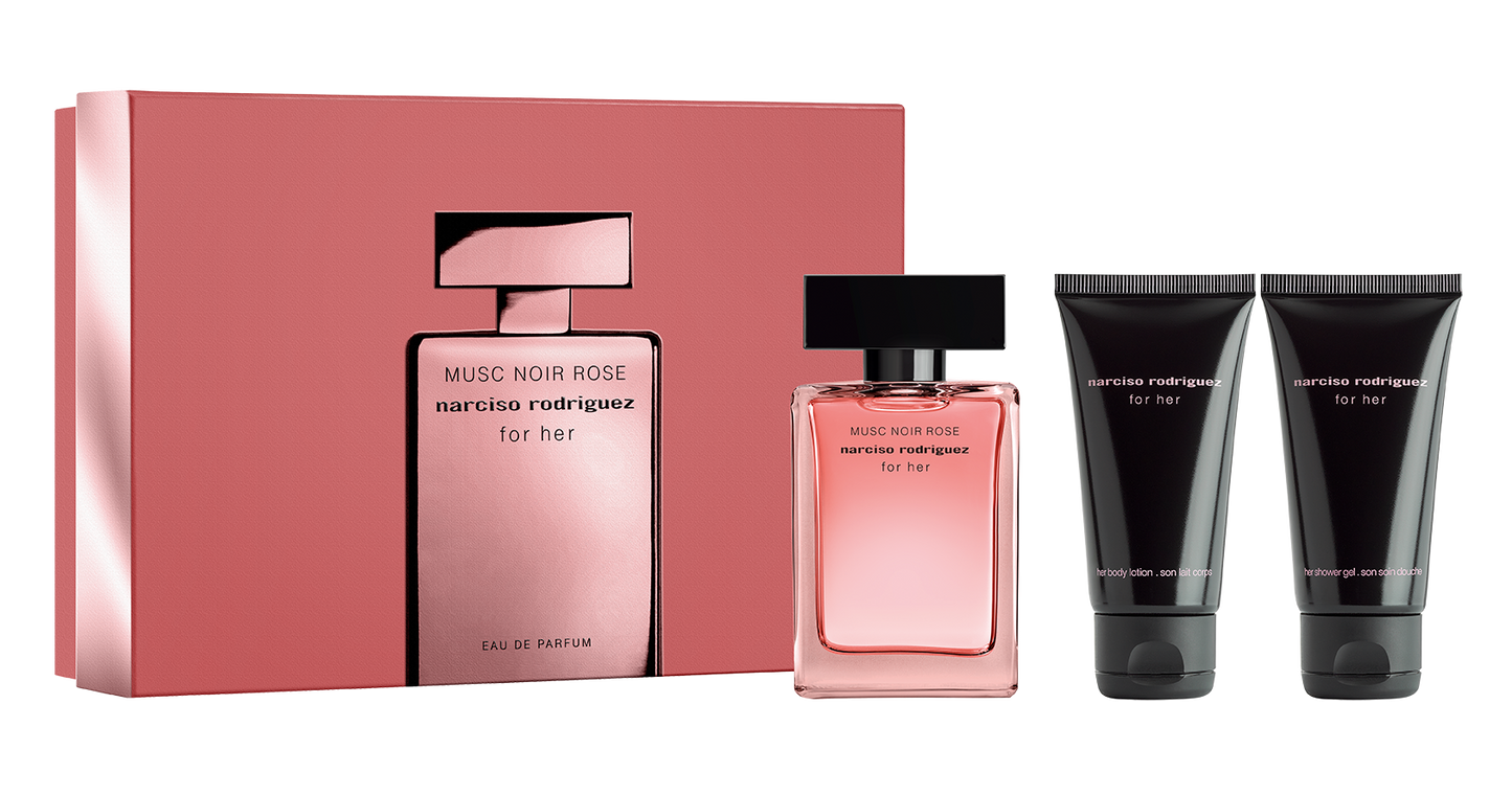 Narciso Rodriguez For Her MUSC NOIR ROSE Eau De Parfum 50ml + Body Lotion 50ml + Shower Gel 50ml